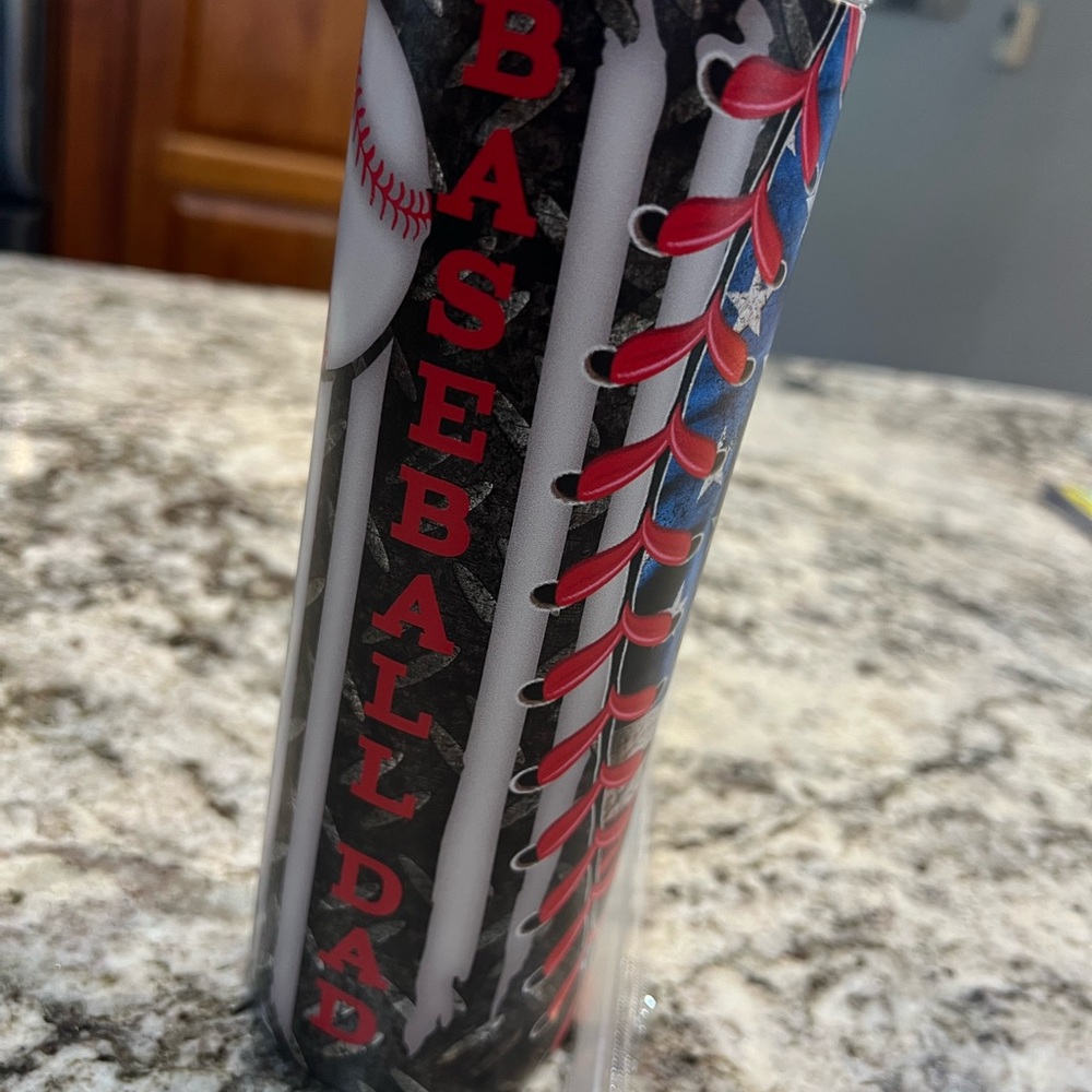Baseball Dad Tumbler with Red and Black Design